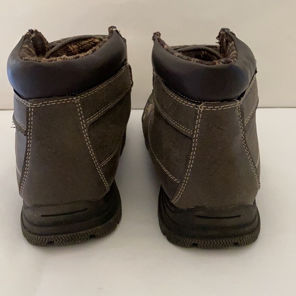 Sonoma Youth Boys  Lace Up Faux Leather Ankle Brown Boots Size 5 - Picture 3 of 10